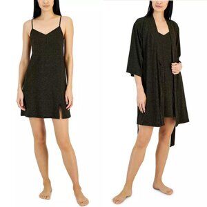 I.n.c. International Concepts Women's 2-Pc. Sparkle Robe & Chemise Set NWT Sz XS